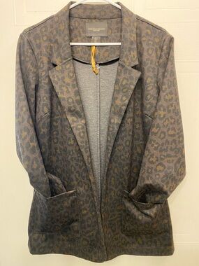 Christian Siriano brown Leopard-Print Blazer Jacket